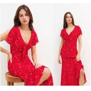 Reformation Red Floral Dress
